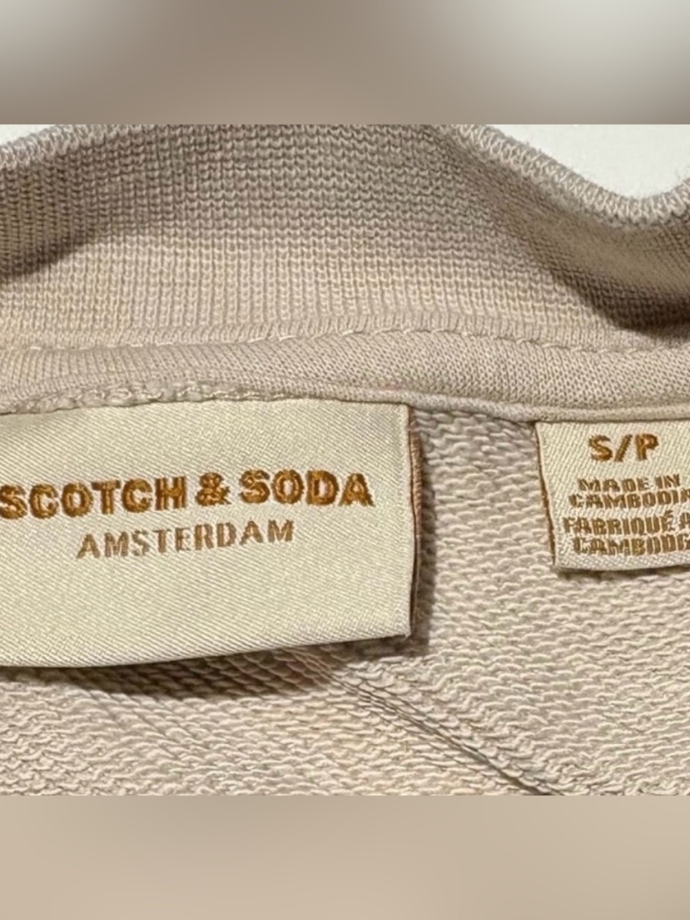 Scotch & Soda Tan London Crewneck Sweatshirt Pullover Neutral Size Small EUC - Picture 2 of 3